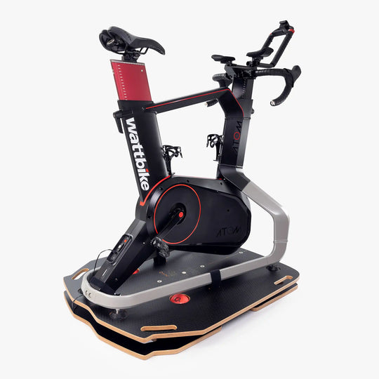 The Omnirocker Lite for the Wattbike Atom. Side-to-side rocker plate with over 7 degrees of rocking each side.