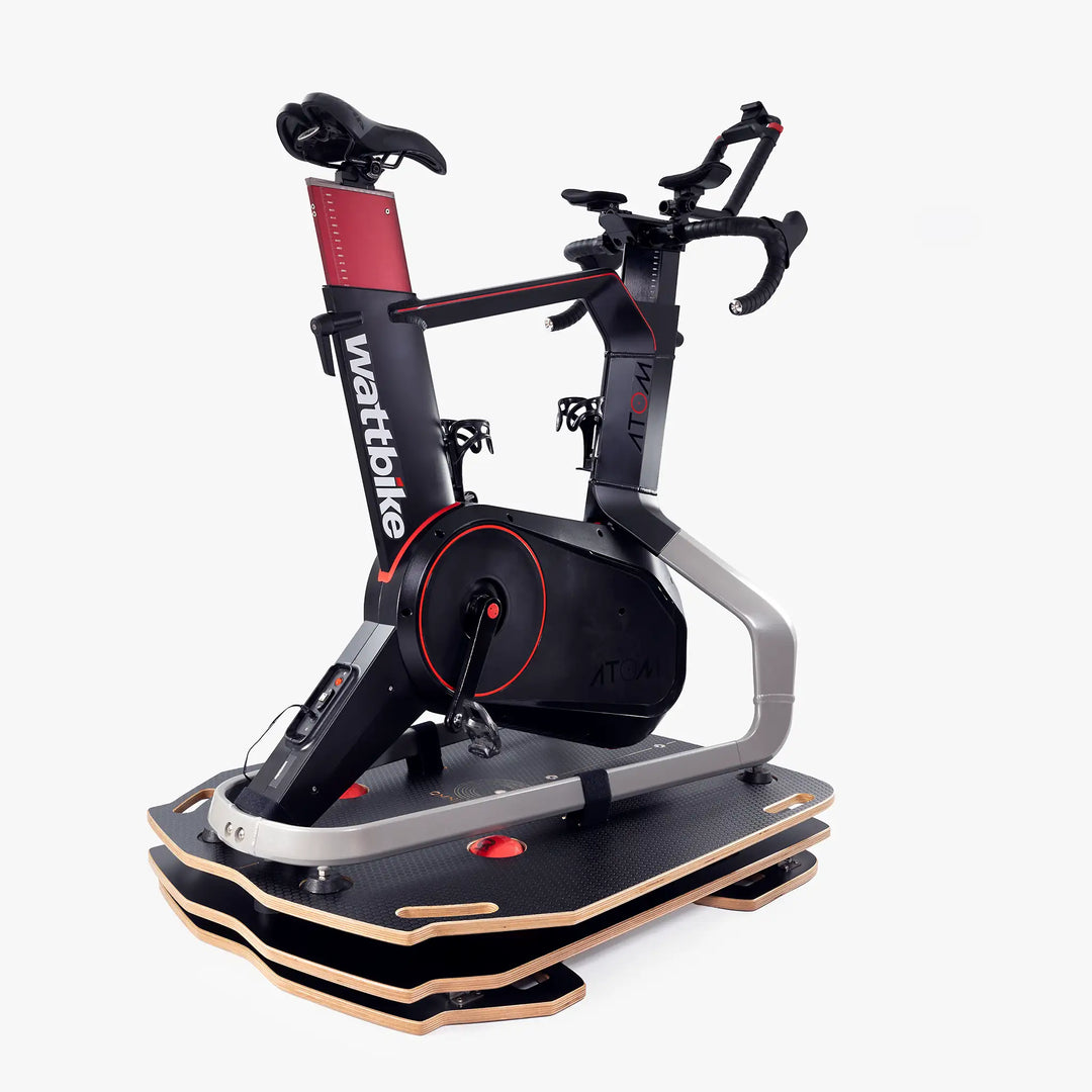 Omnirocker Wattbike Atom rocker plate shown in Stealth finish.