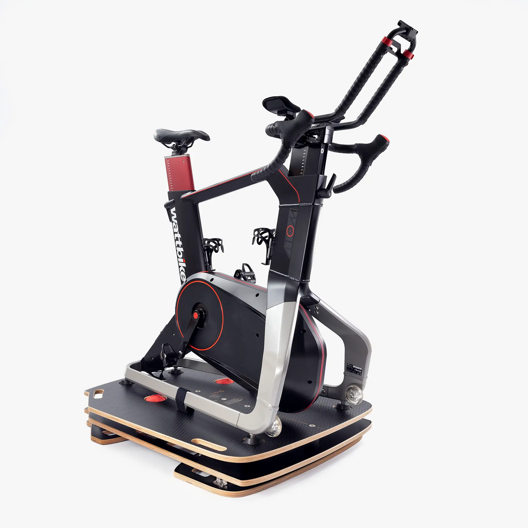 Omnirocker with Wattbike Atom. The best compact rocker plate in Stealth finish.