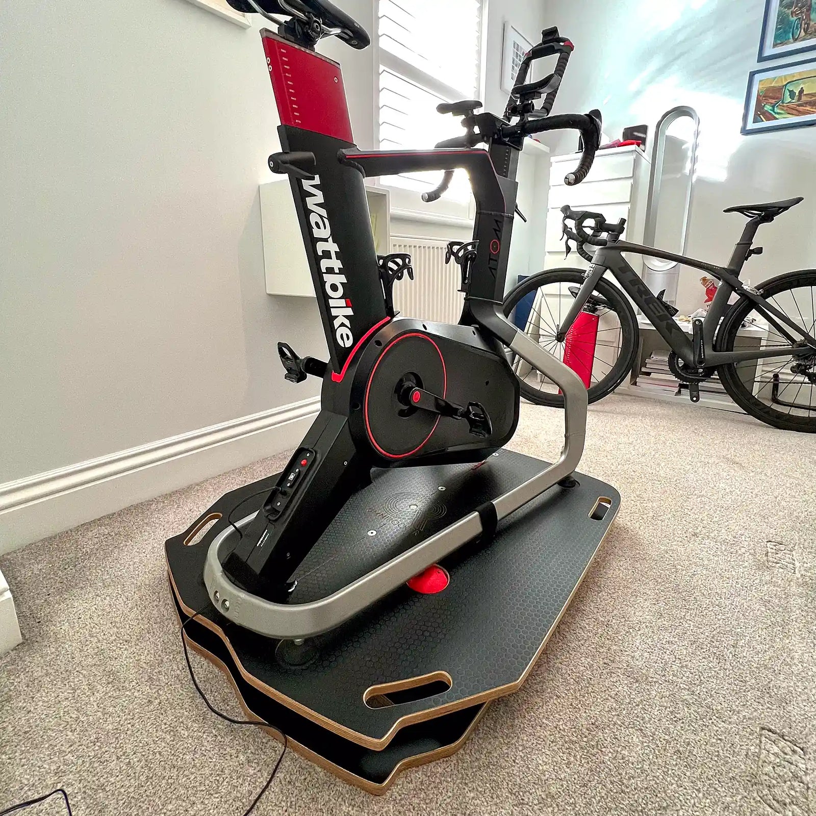 Omnirocker Atom lite in a home gym setting.