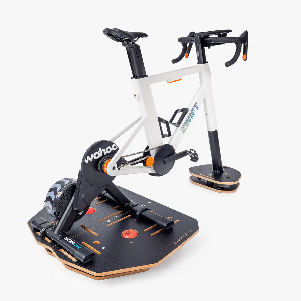 Omnirocker Comp rocker plate with the Zwift Ride and Wahoo Kickr Core V2.